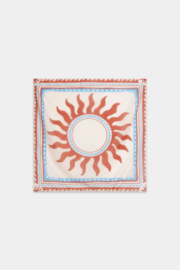 foulard carre en coton motif soleil terracotta image 1