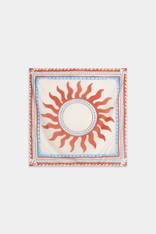 foulard carre en coton motif soleil terracotta image 1