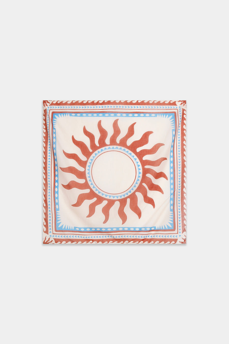 foulard carre en coton motif soleil terracotta image 1