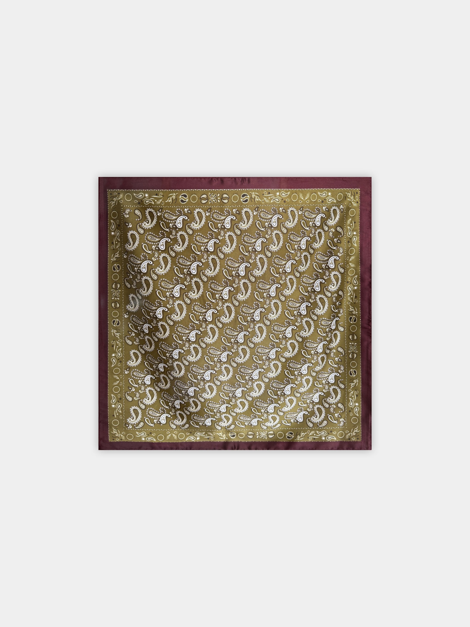 Carré satiné paisley kaki