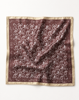 Foulard satiné bordeaux bordure beige