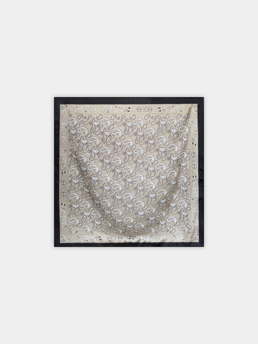 Carré satiné beige paisley