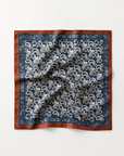 Foulard satiné bleu marine bordure rouille