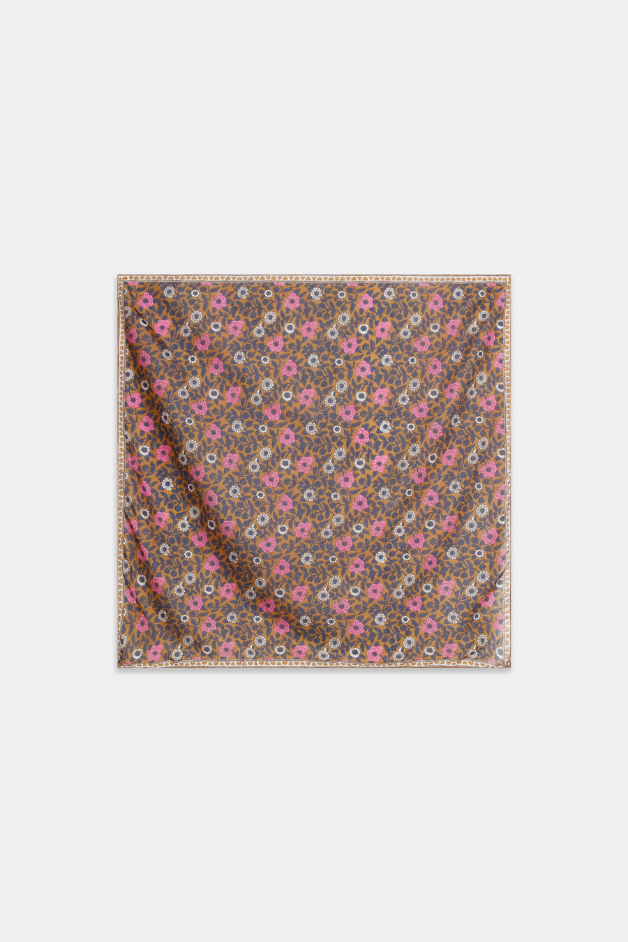 Foulard carré fleuri fond foncé