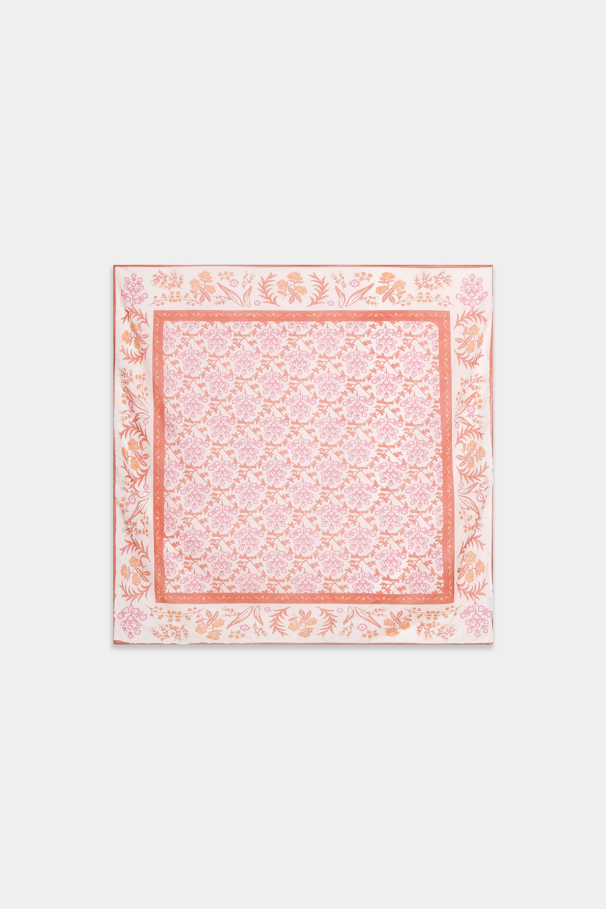 Foulard carré fleuri rose