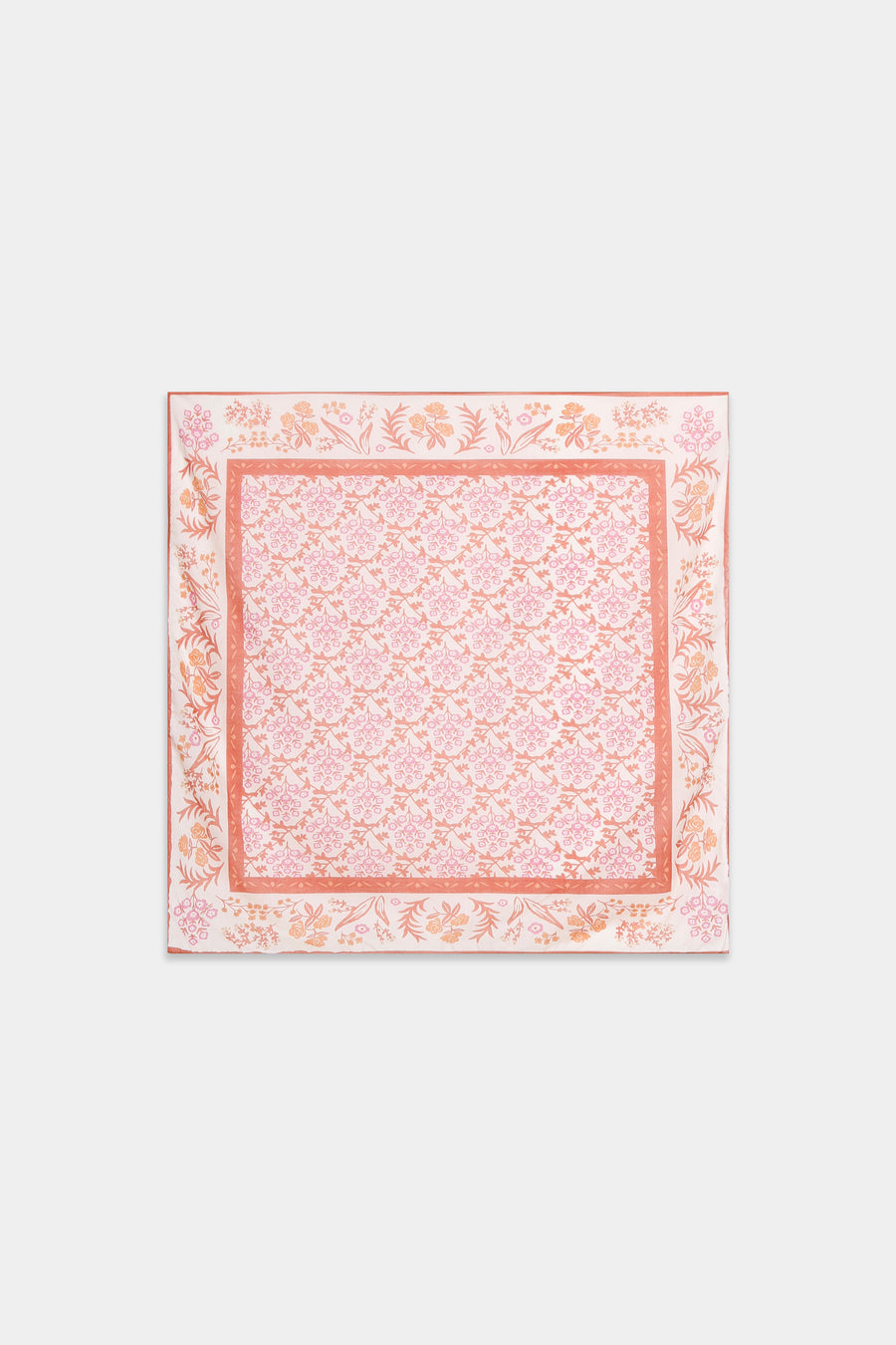 Foulard carré fleuri rose