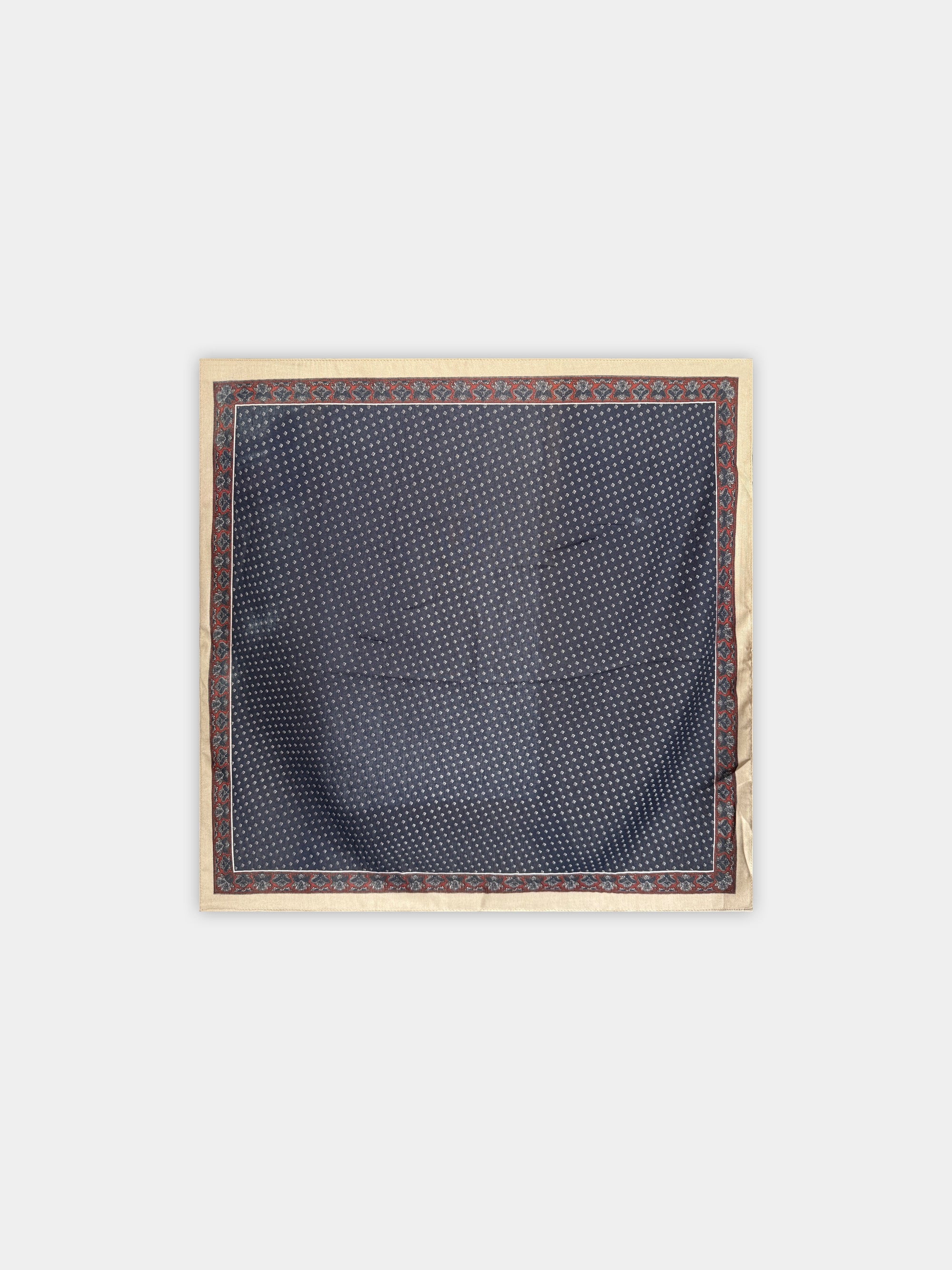 Foulard carré bleu nuit à micro motifs