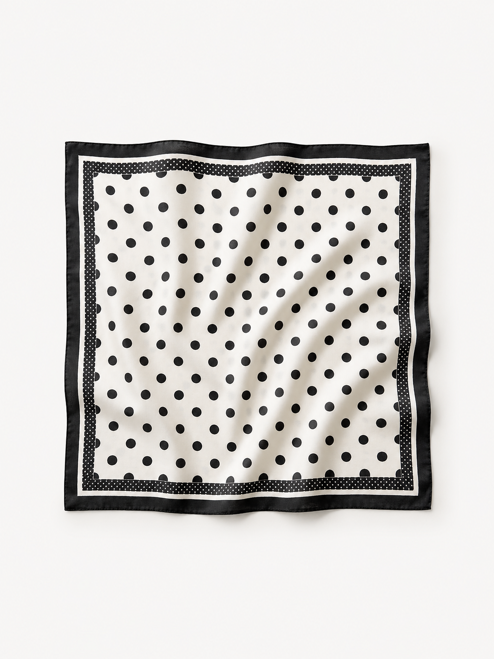 Foulard carré à pois blanc bordure noire