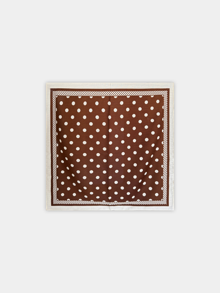 Foulard à pois brun et blanc