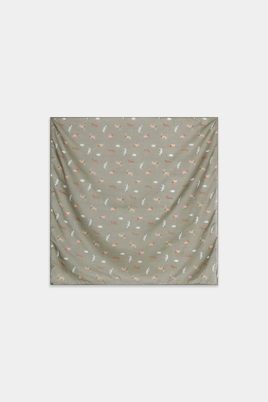 Foulard motif chiens kaki