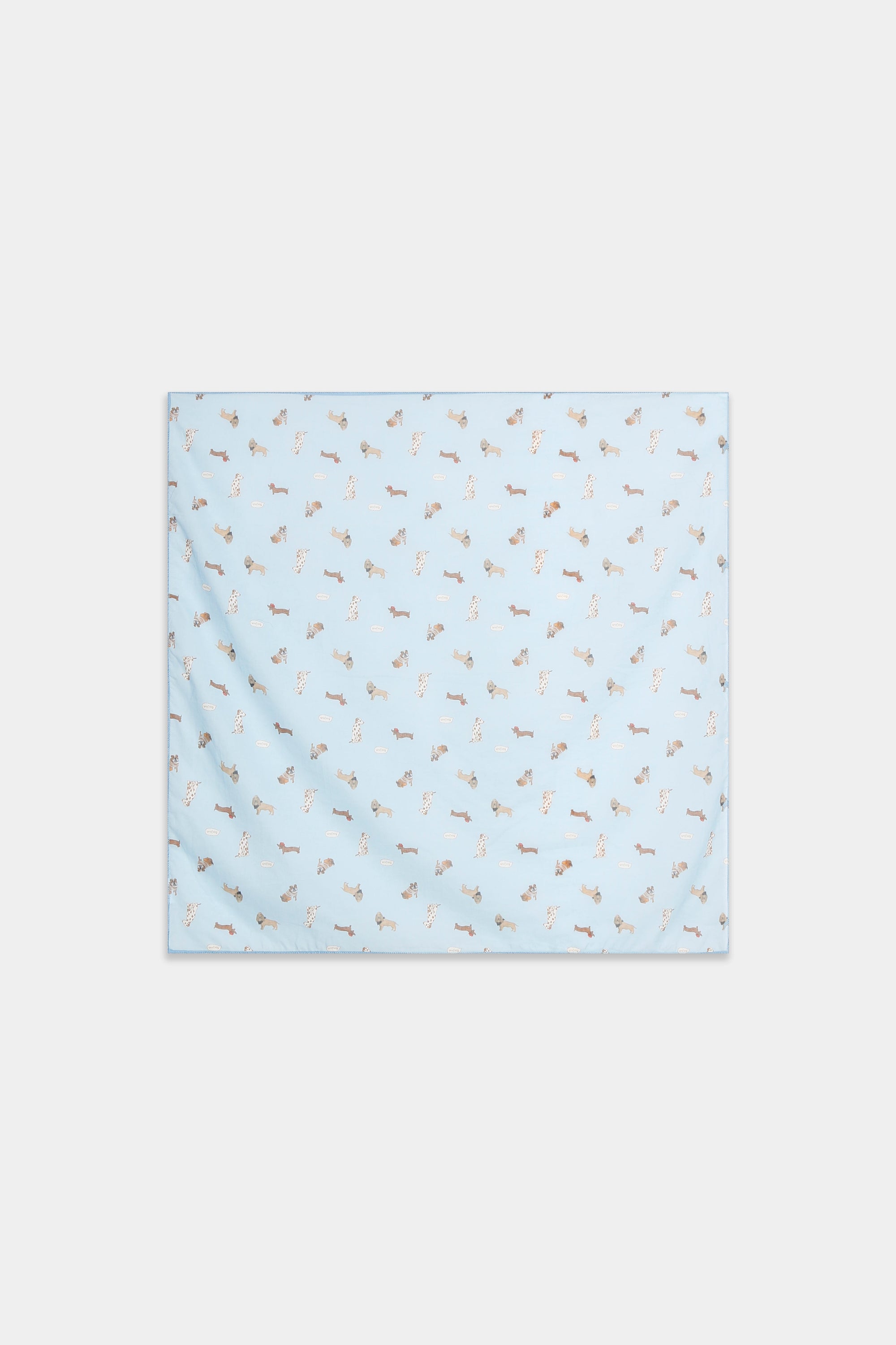 Foulard motif chiens bleu ciel