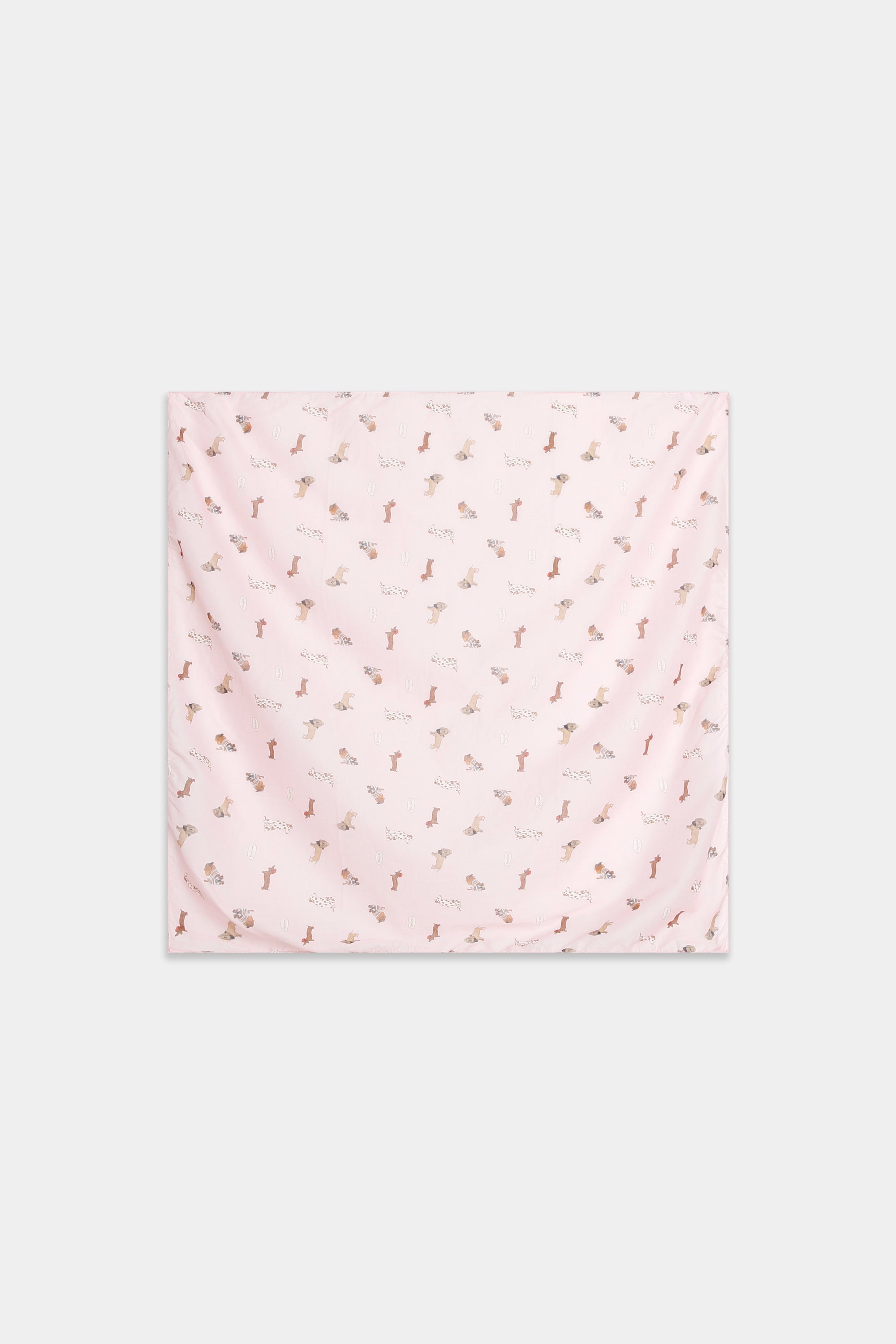 Foulard motif chiens rose pâle