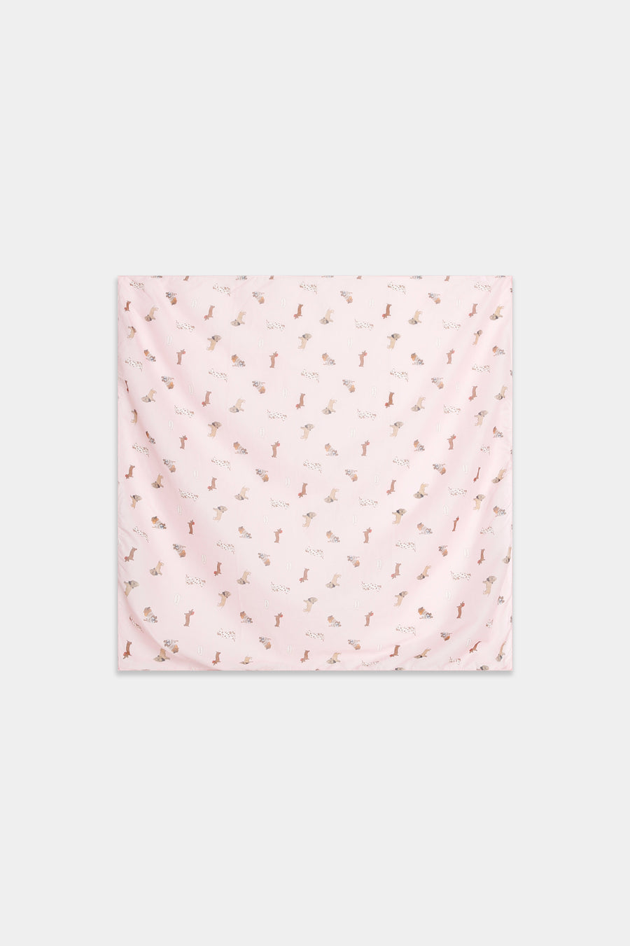 Foulard motif chiens rose pâle