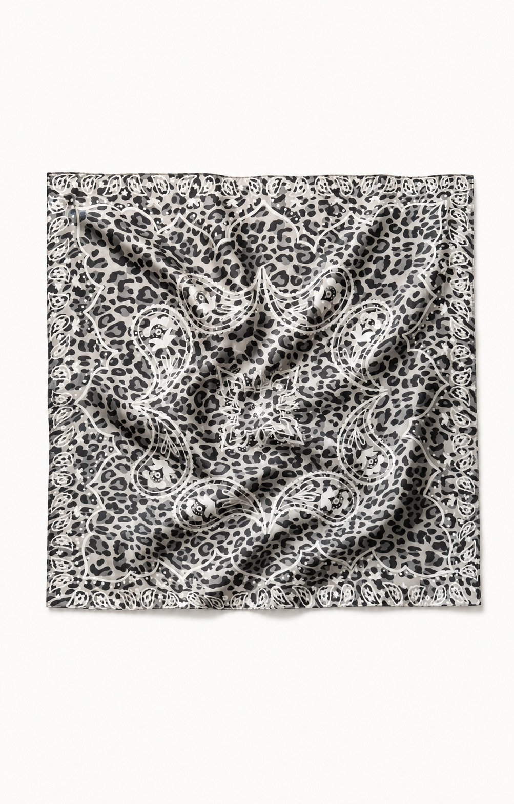 Foulard en soie carré léopard gris
