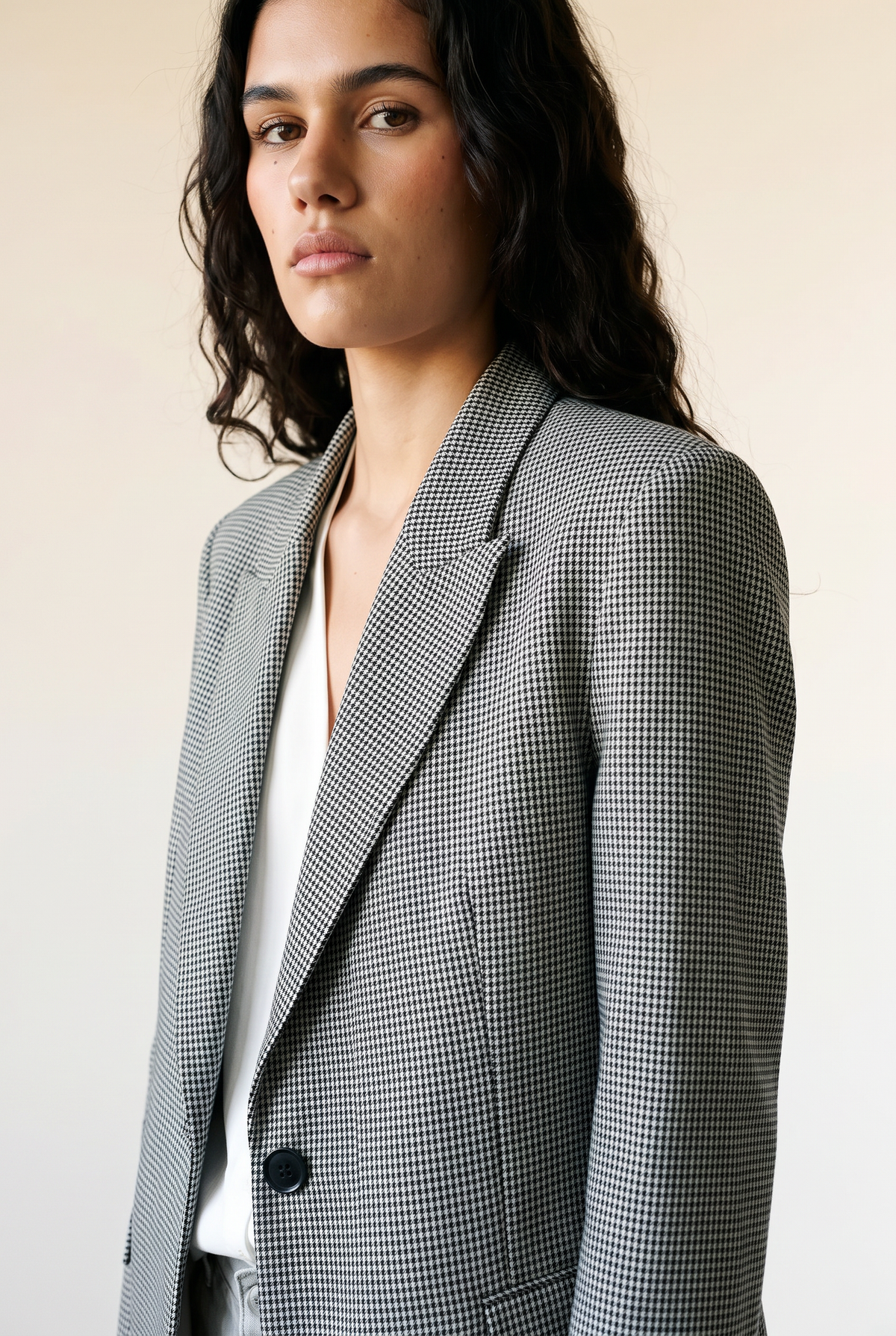 @Blazer Pied De Poule Gris