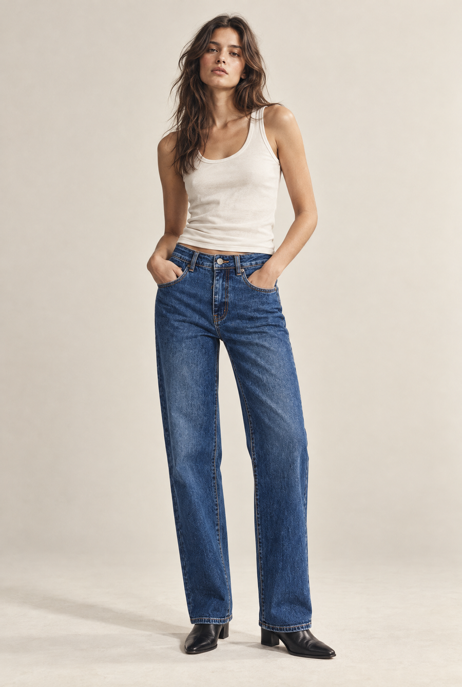 fashion shooting like zara @Jean coupe droite en denim
