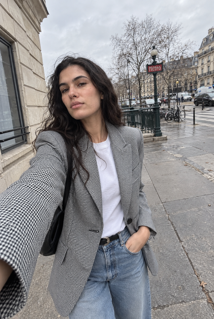 @Blazer Pied De Poule Gris