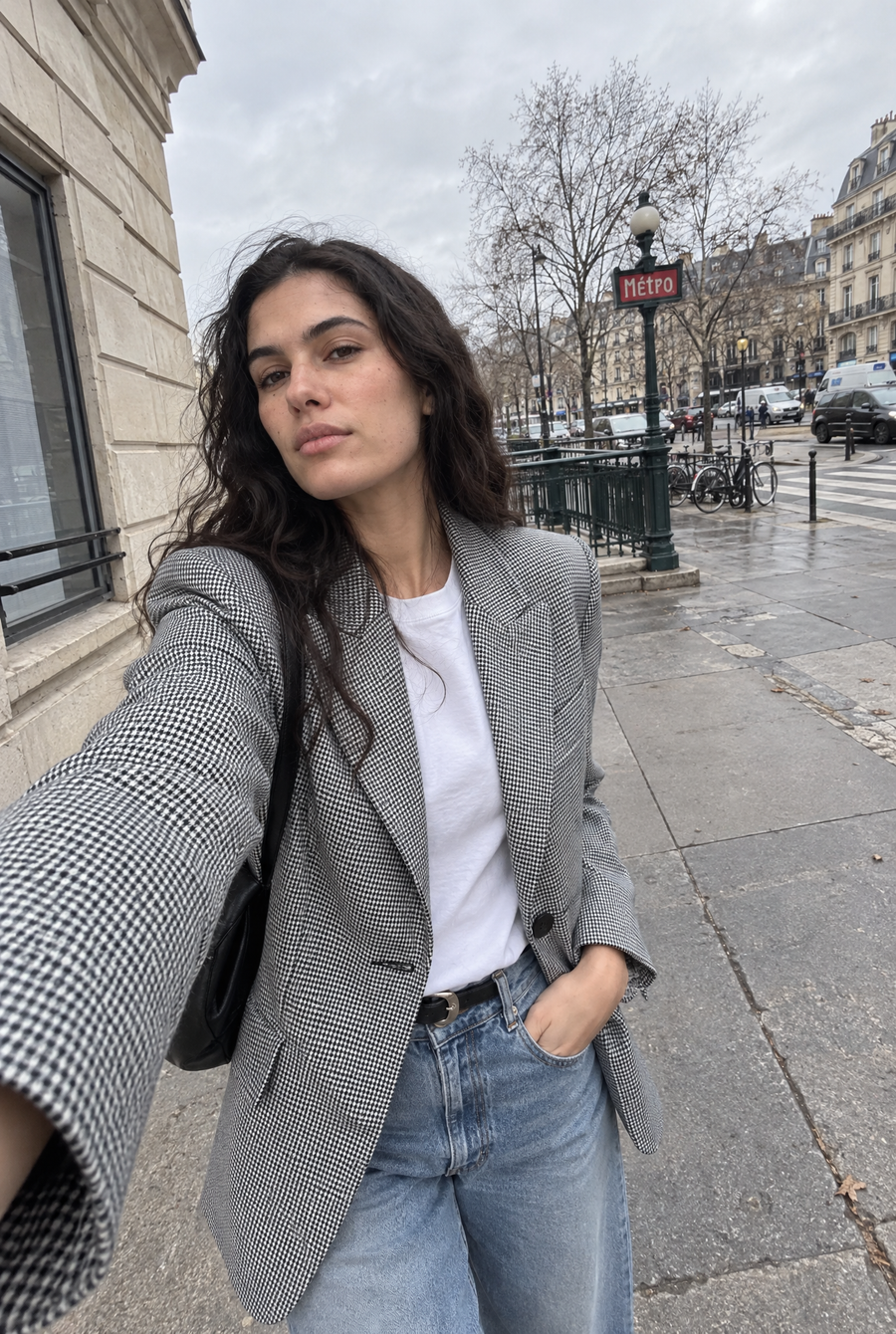 @Blazer Pied De Poule Gris
