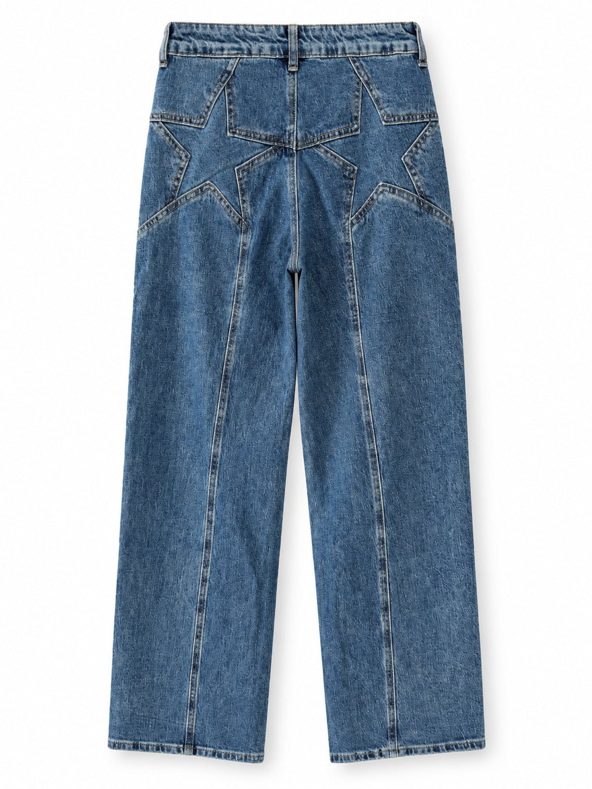 Jean droit bleu dos à étoiles