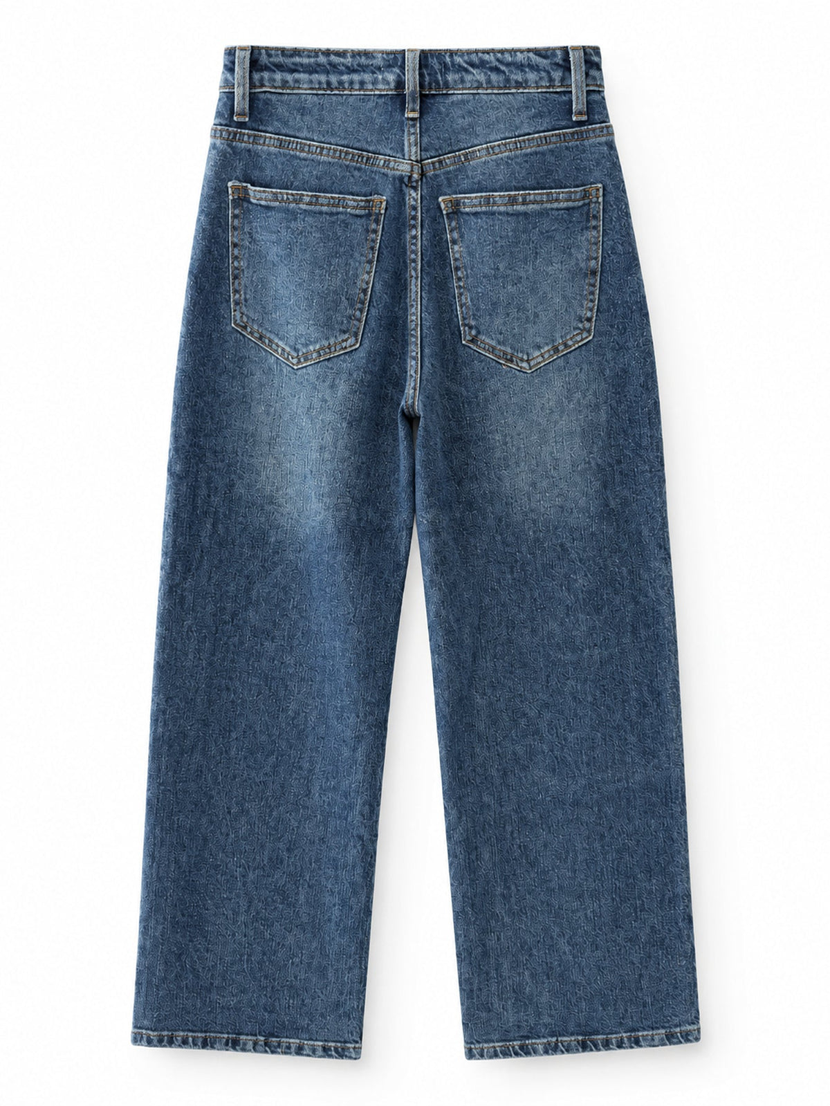 Jean large bleu dos avec poches plaquées