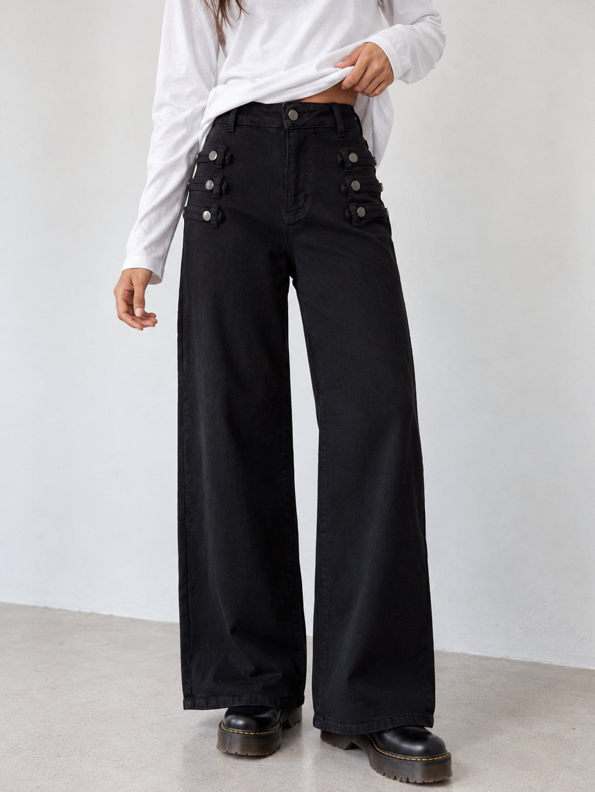 Jean wide leg noir vue de face
