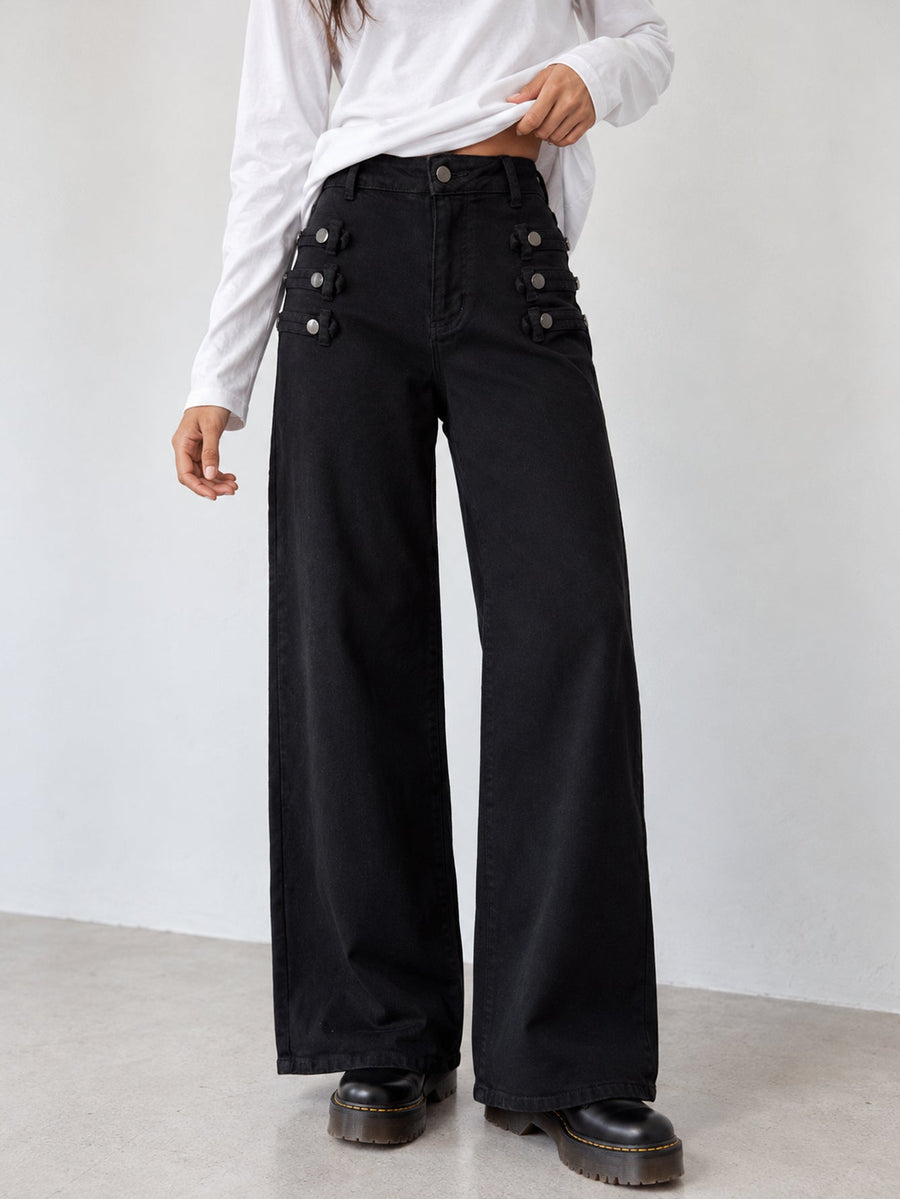Jean wide leg noir vue de face