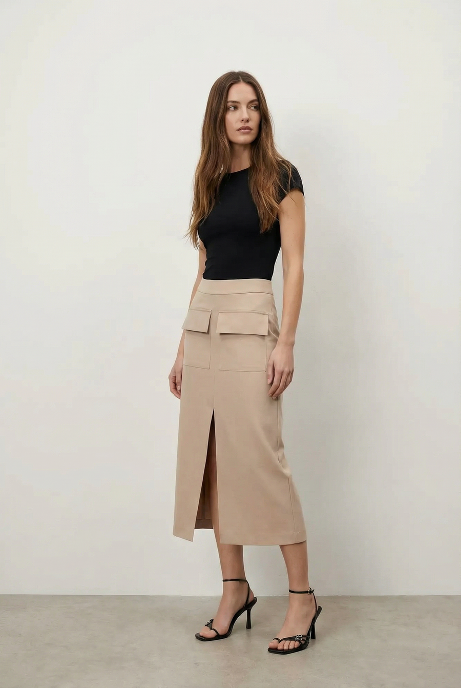 Jupe Cargo Beige Avec Poches vue principale