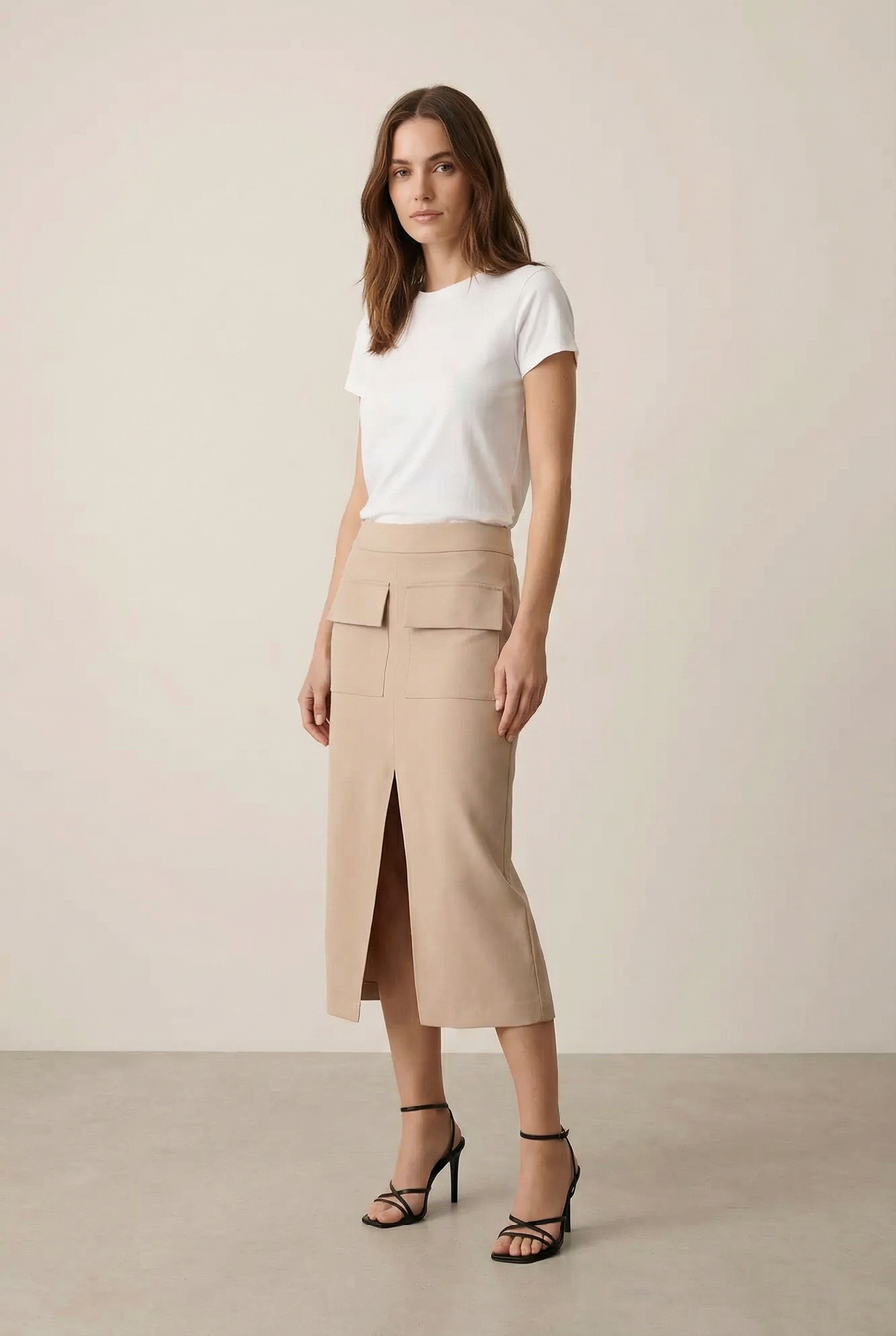 Jupe Cargo Beige Avec Poches détail du produit