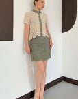 top13853 vert elegant formel ancien modeste mignon retro crayon mini taille haute fermeture a tirette jupe image 1