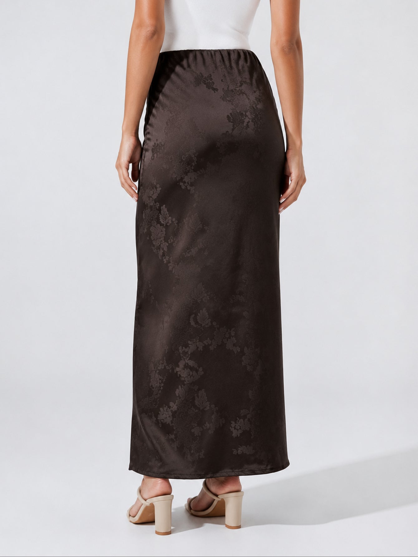 jupe maxi marron ceinture dos élastiquée