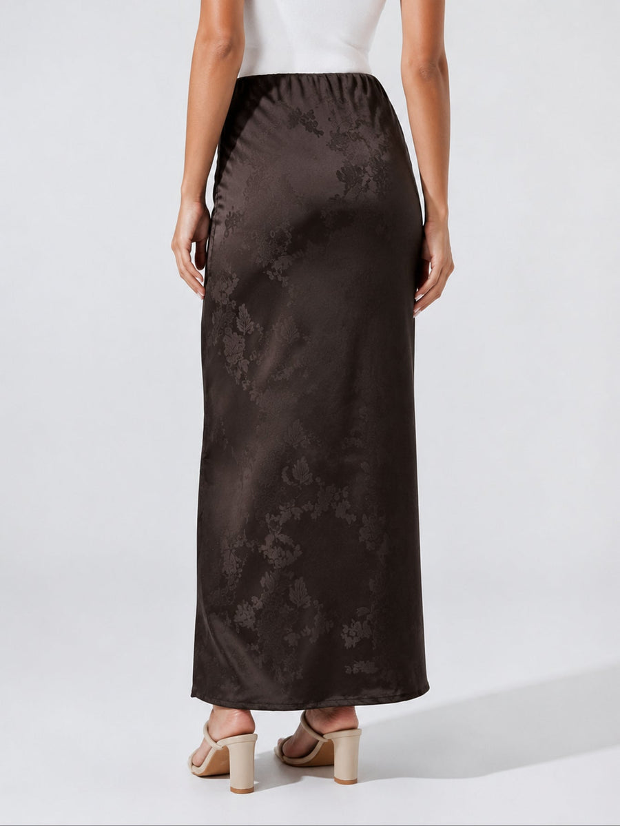 jupe maxi marron ceinture dos élastiquée