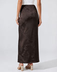 jupe maxi marron ceinture dos élastiquée