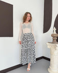 top13833 noir vintage elegant taille haute evasee jupe maxi image 3