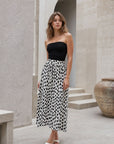 Jupe maxi à pois crème