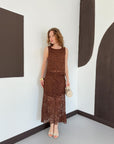top13801 jupe brun elegante a line maxi taille haute image 3