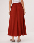 Jupe midi dos élastiqué terracotta