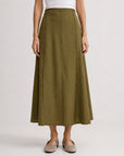 Jupe midi vue de face olive