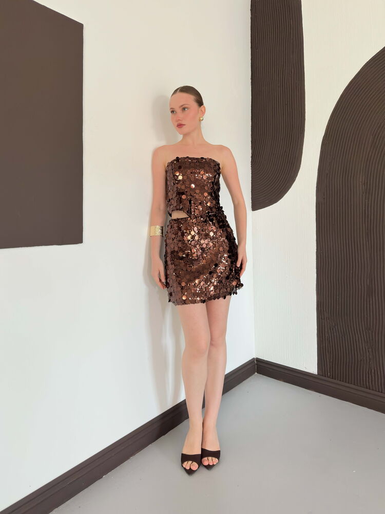 top13869 jupe moulante mini brun a paillettes image 4