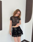 top13797 jupe mini evasee noire a motif floral image 4