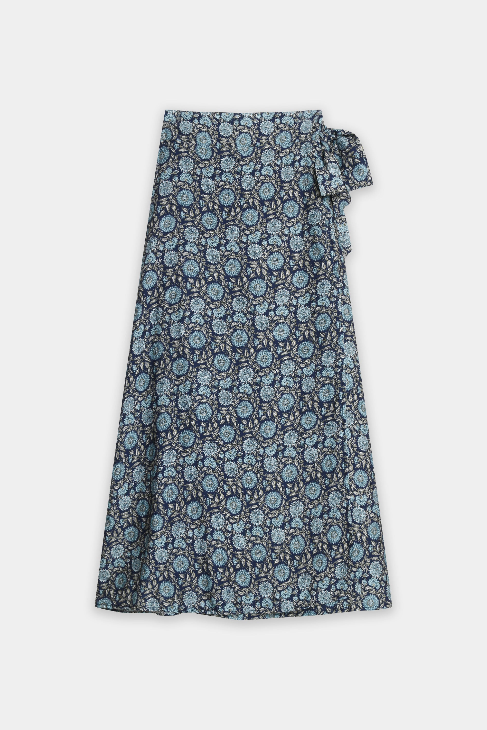 jupe portefeuille midi en viscose a imprime fleuri image 1
