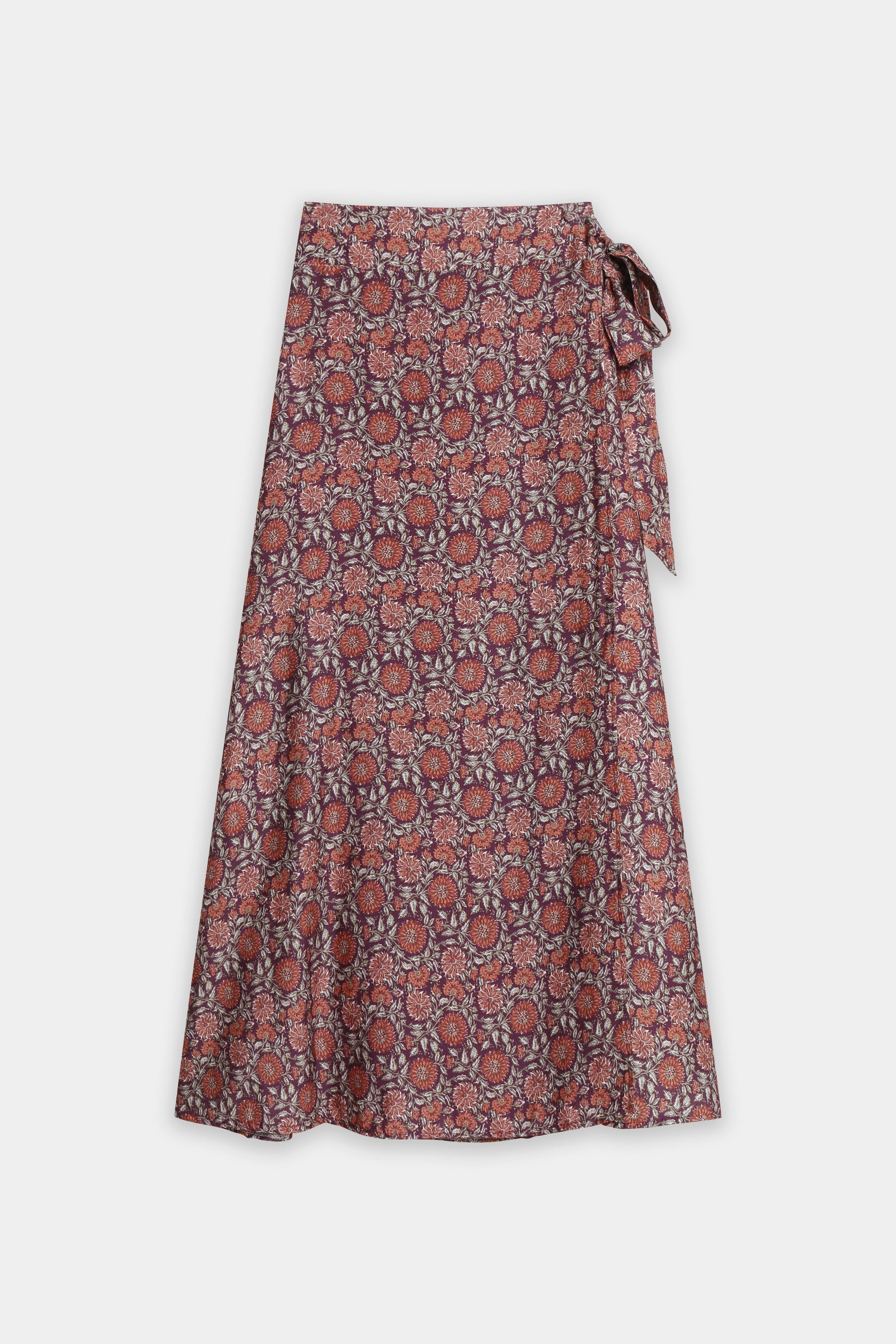 jupe portefeuille midi en viscose a imprime fleuri image 2