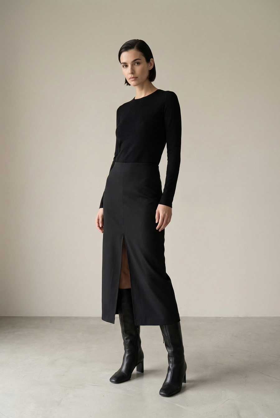 Jupe Noire Longue Fendue