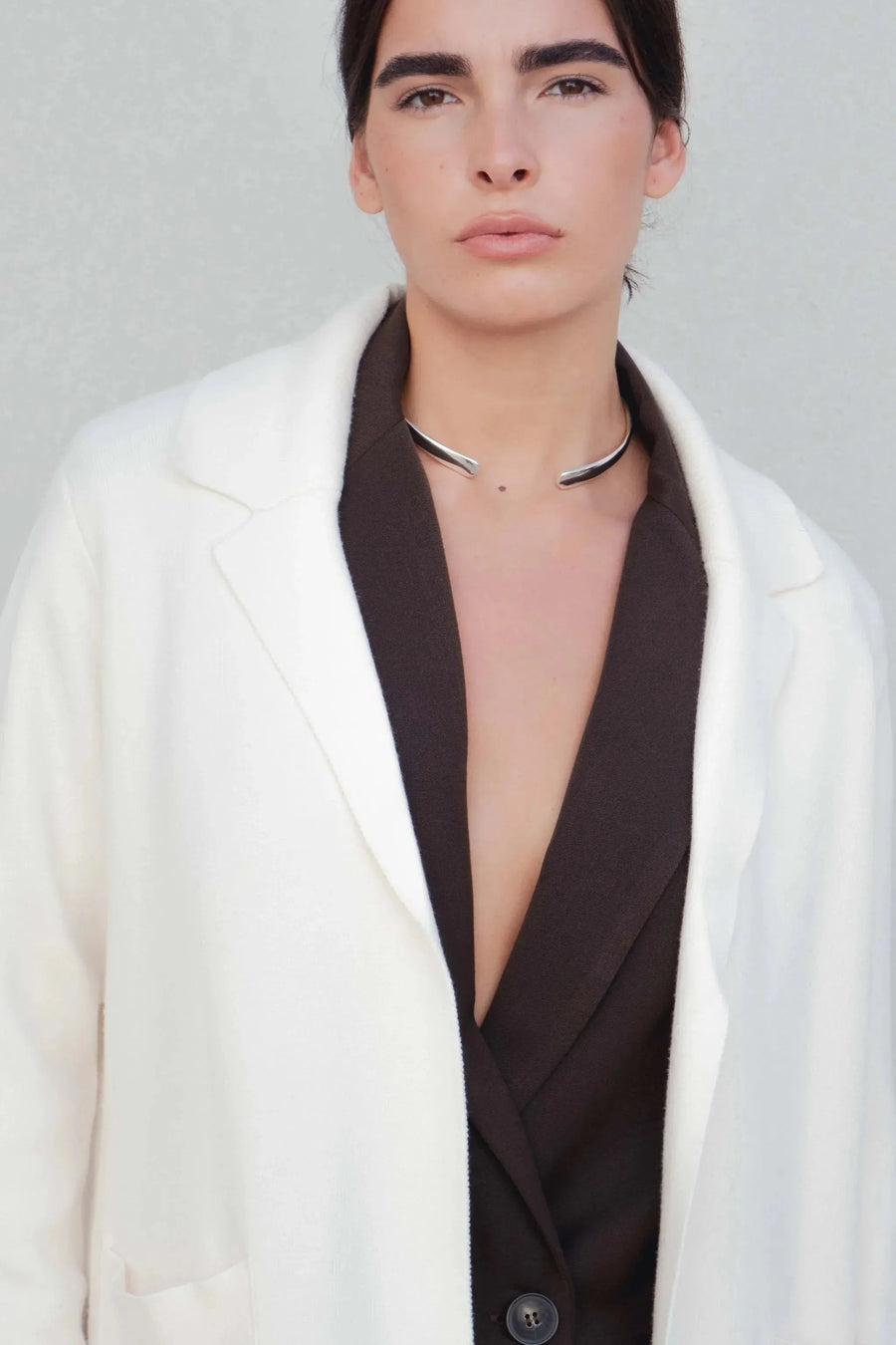 Manteau oversize en drap de laine vue portée