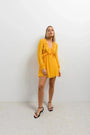 Mini yellow mustard ruffled dress - XS