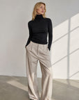 Pantalon à pinces rayé