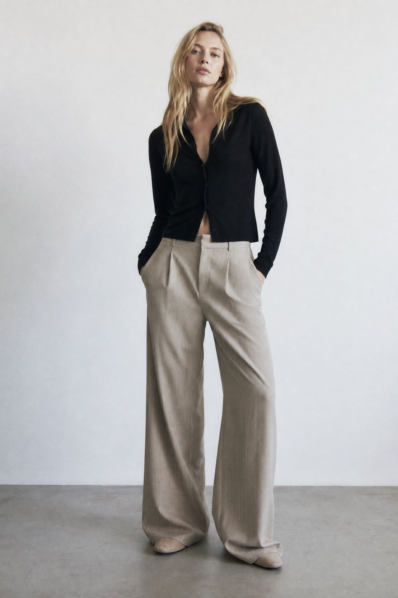 Pantalon à pinces rayé