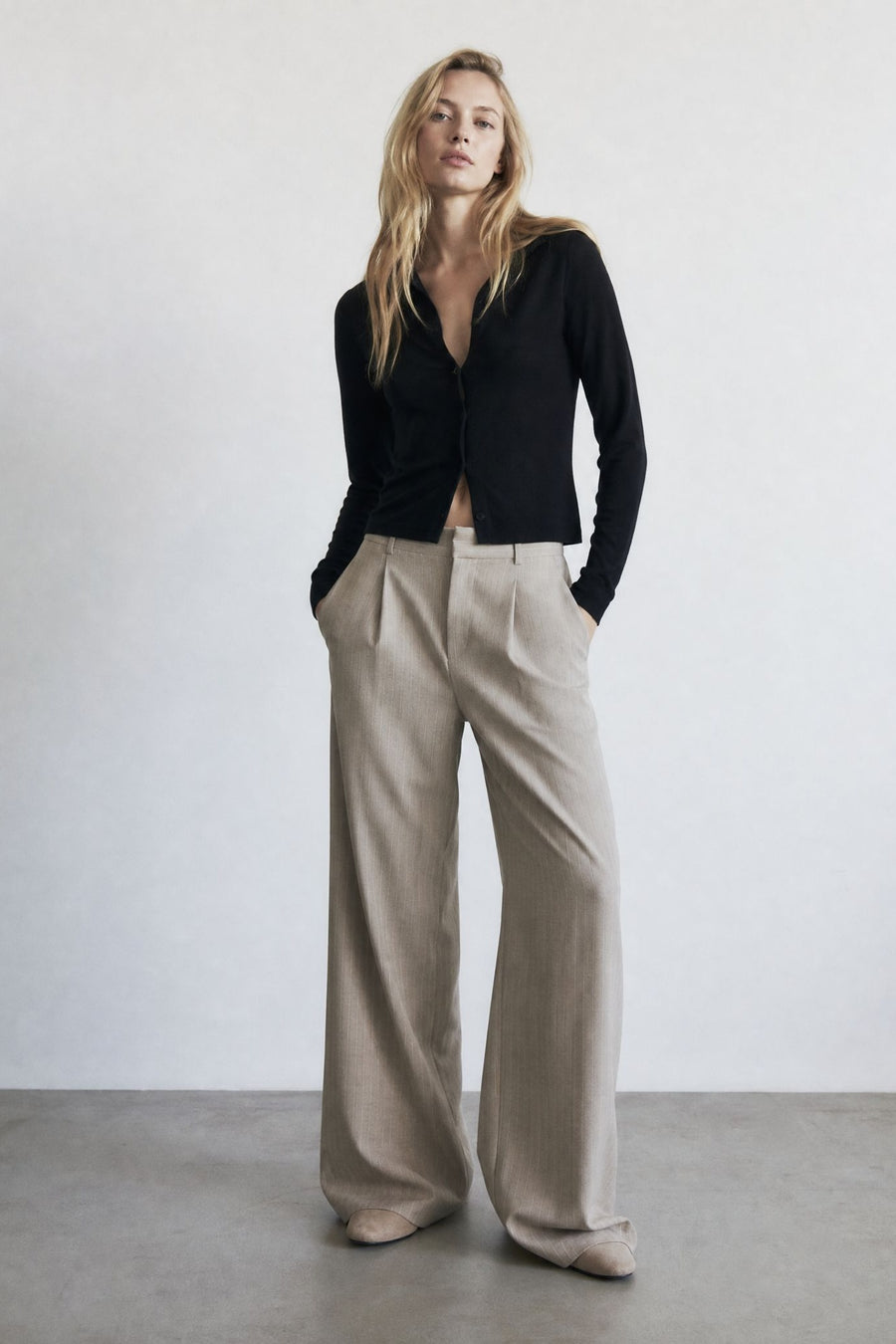 Pantalon à pinces rayé