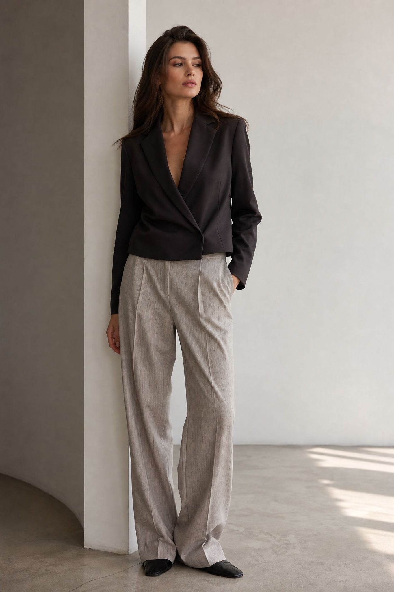 Pantalon à pinces rayé