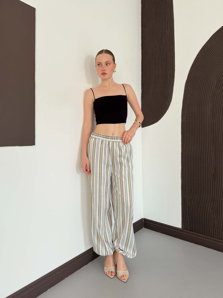 pantalon large a rayures image 2