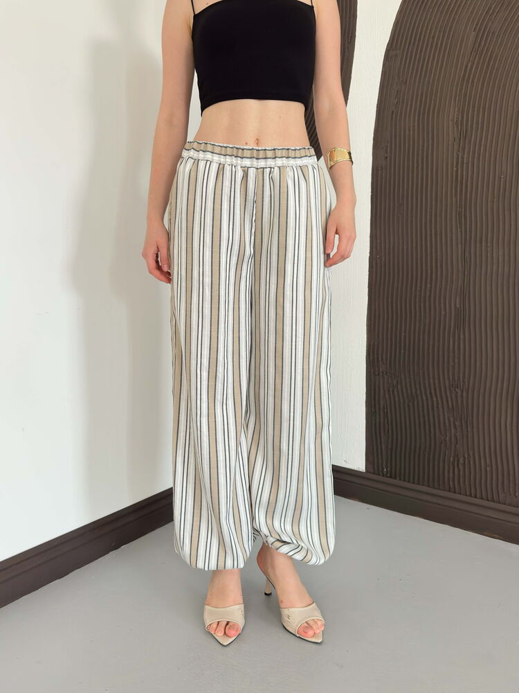 pantalon large a rayures image 3